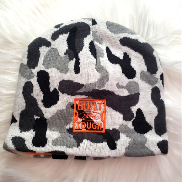 Ford Reversible Beanie White Camo/Safety Orange OS - Picture 2 of 3
